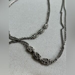 Vintage Silver-Tone Long Necklace – 24” Chain with Etched Paisley Links